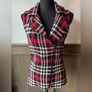 Chaps Red and Black Knit Zip up Vest small EUC